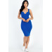 Casual Ribbed Split Neck Bodycon Dress