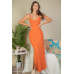 Ribbed Side Slit Long Cami Dress