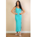 Ribbed Side Slit Long Cami Dress