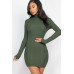 Ribbed Mock Neck Bodycon Mini Dress