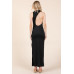 Back Cut Out Side Shirring Side Slit Maxi Dress