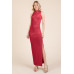Back Cut Out Side Shirring Side Slit Maxi Dress