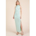 Back Cut Out Side Shirring Side Slit Maxi Dress
