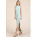 Back Cut Out Side Shirring Side Slit Maxi Dress