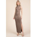 Back Cut Out Side Shirring Side Slit Maxi Dress
