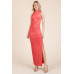 Back Cut Out Side Shirring Side Slit Maxi Dress