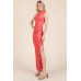 Back Cut Out Side Shirring Side Slit Maxi Dress