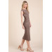 Cap Sleeve Boatneck Open Back Midi Dress