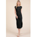 Cap Sleeve Boatneck Open Back Midi Dress