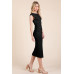 Cap Sleeve Boatneck Open Back Midi Dress