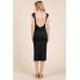 Cap Sleeve Boatneck Open Back Midi Dress