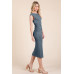 Cap Sleeve Boatneck Open Back Midi Dress
