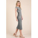Cap Sleeve Boatneck Open Back Midi Dress