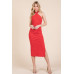 Halter Tied Criss-cross Midi Ribbed Dress