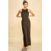 High Neck Side Slit Max Dress
