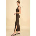 High Neck Side Slit Max Dress