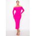 Off-shoulder Rib Midi Dress