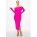 Off-shoulder Rib Midi Dress