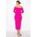 Off-shoulder Rib Midi Dress