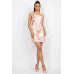 Satin Print Cowl Neck Dress