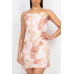 Satin Print Cowl Neck Dress