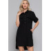 Roll Up Short Slv Straight Linen Effect Mini Dress