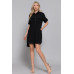 Roll Up Short Slv Straight Linen Effect Mini Dress