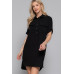 Roll Up Short Slv Straight Linen Effect Mini Dress