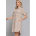 Roll Up Short Slv Straight Linen Effect Mini Dress