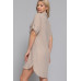 Roll Up Short Slv Straight Linen Effect Mini Dress
