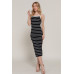 Straight Neck Stripe Spring Sweater Dress