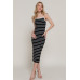 Straight Neck Stripe Spring Sweater Dress