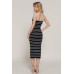 Straight Neck Stripe Spring Sweater Dress