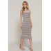 Straight Neck Stripe Spring Sweater Dress