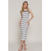 Straight Neck Stripe Spring Sweater Dress