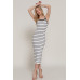 Straight Neck Stripe Spring Sweater Dress