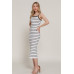 Straight Neck Stripe Spring Sweater Dress