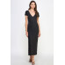 Double V-neck Ribbed Maxi Dress