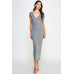 Double V-neck Ribbed Maxi Dress