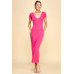Double V-neck Ribbed Maxi Dress