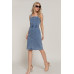 Button Down Placket Stretch Denim Dress
