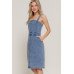 Button Down Placket Stretch Denim Dress
