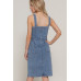 Button Down Placket Stretch Denim Dress