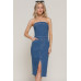 Stretch Denim Slit Tube Dress