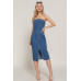 Stretch Denim Slit Tube Dress