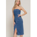 Stretch Denim Slit Tube Dress