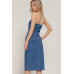 Stretch Denim Slit Tube Dress