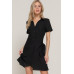 Button Down Side Bow Linen Effect Mini Dress