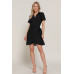 Button Down Side Bow Linen Effect Mini Dress
