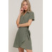Button Down Side Bow Linen Effect Mini Dress